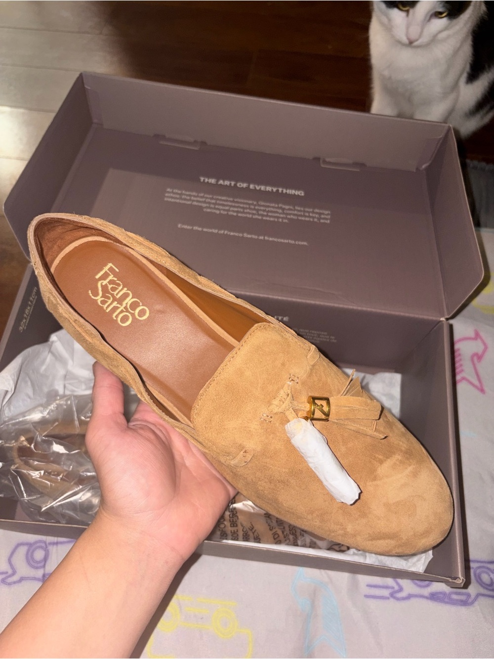 Franco Sarto Suede Tassel Loafers in Camel/Tan
